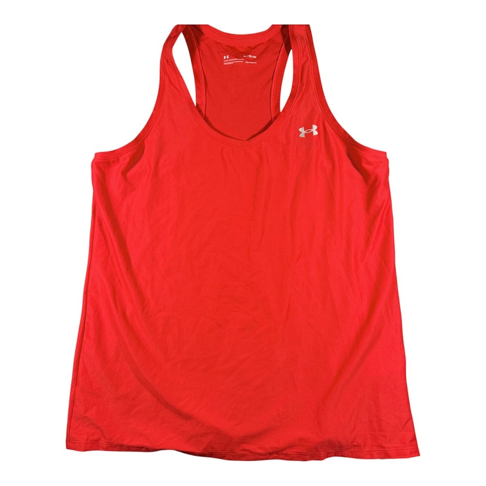 Under Armour HeatGear Tank Top Womens XL Red Racerback Mesh Loose Fit